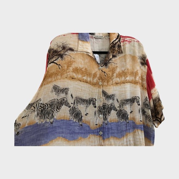 Casual Studio 90s Vintage Savannah Zebra Blouse size XL - Picture 3 of 8